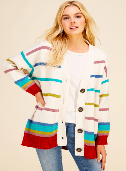 OVERSIZED STRIPED CARDIGAN