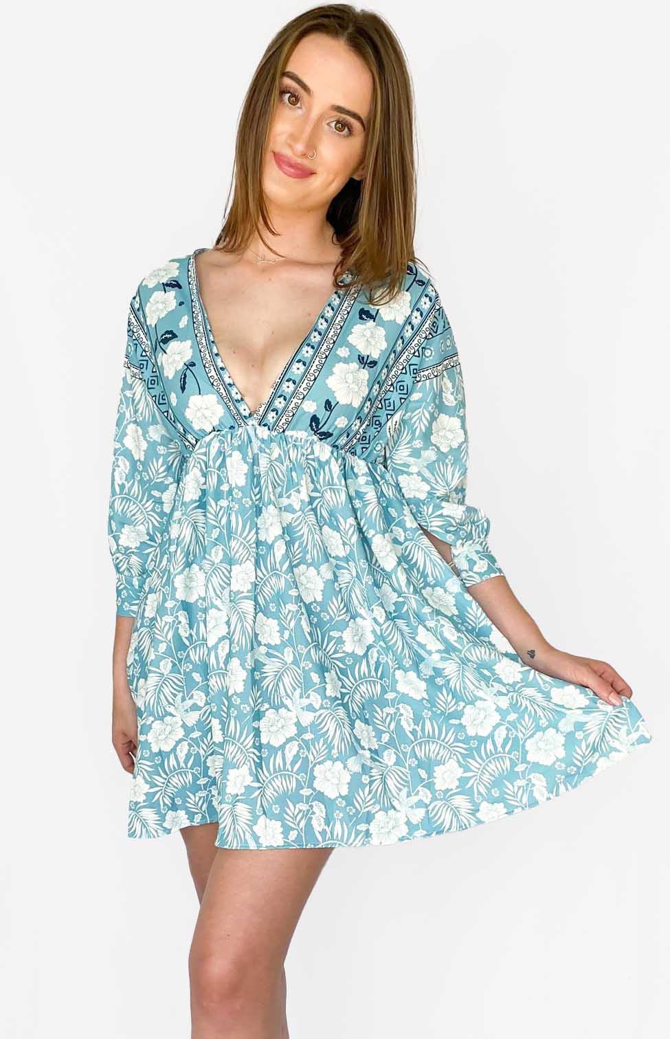 FLORAL KIMONO STYLE DRESS