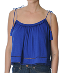 GAUZE TIE SHOULDER CAMI WITH TASSEL STRAPS