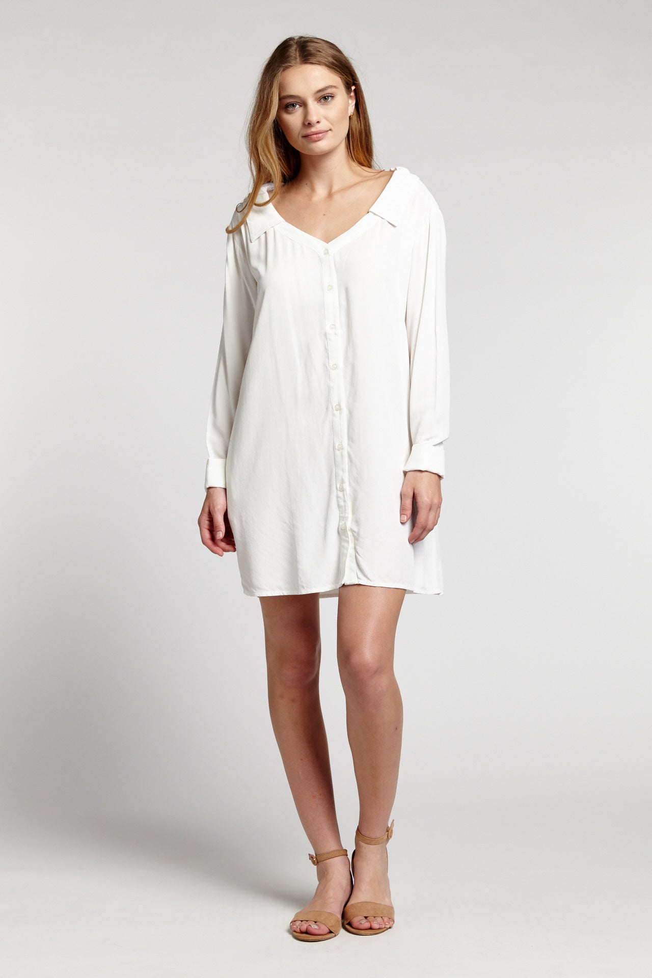 BUTTON FRONT SHIRT DRESS