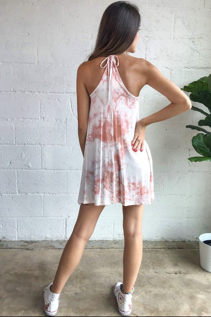 TIE DYE HALTER DRESS