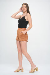 RUFFLED HEM SHORTS