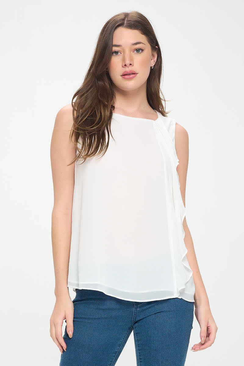 ASYMMETRICAL RUFFLE TANK