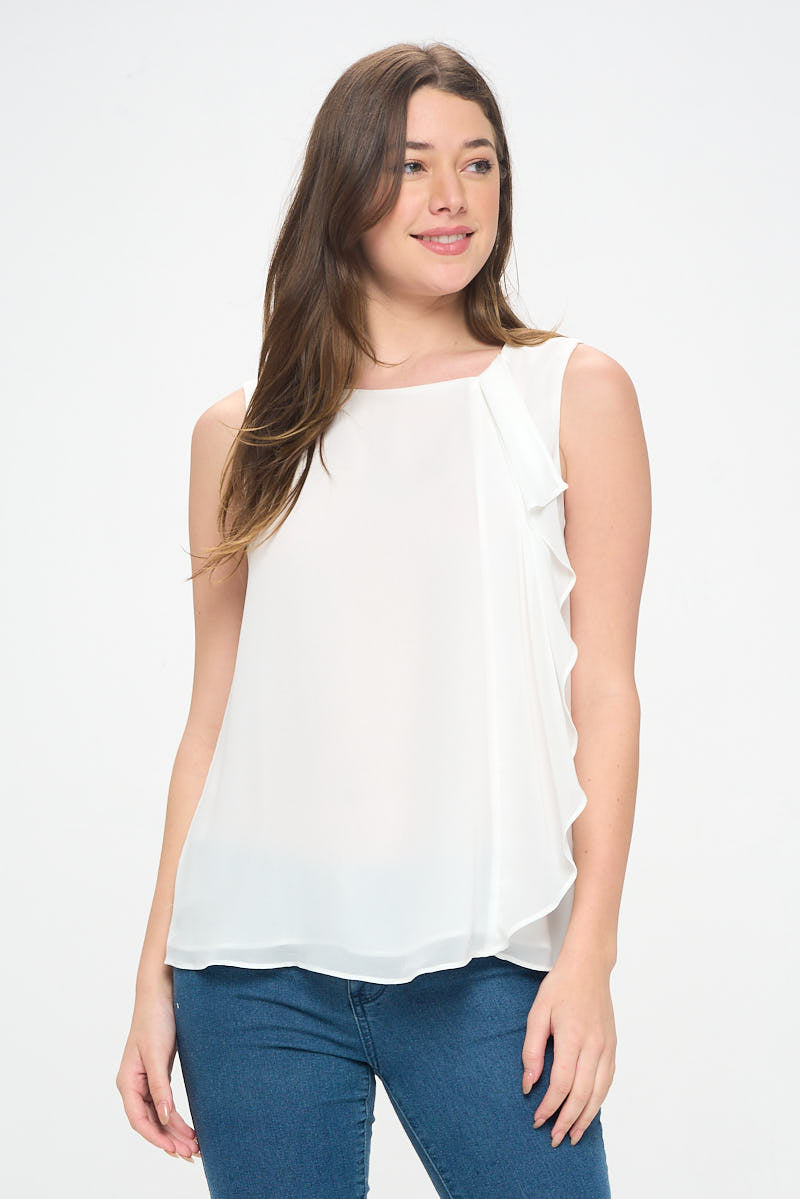 ASYMMETRICAL RUFFLE TANK