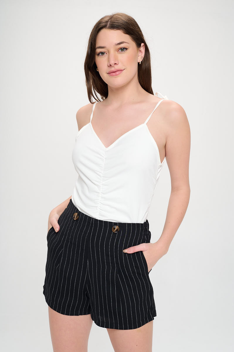 HIGH WAISTED PINSTRIPE SHORT