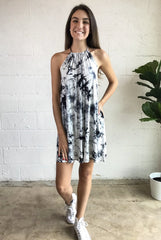 TIE DYE HALTER DRESS