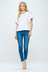 RUFFLE SLEEVE TEE