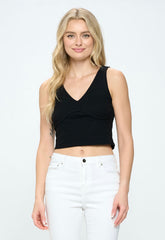 V NECK KNIT CROP TOP