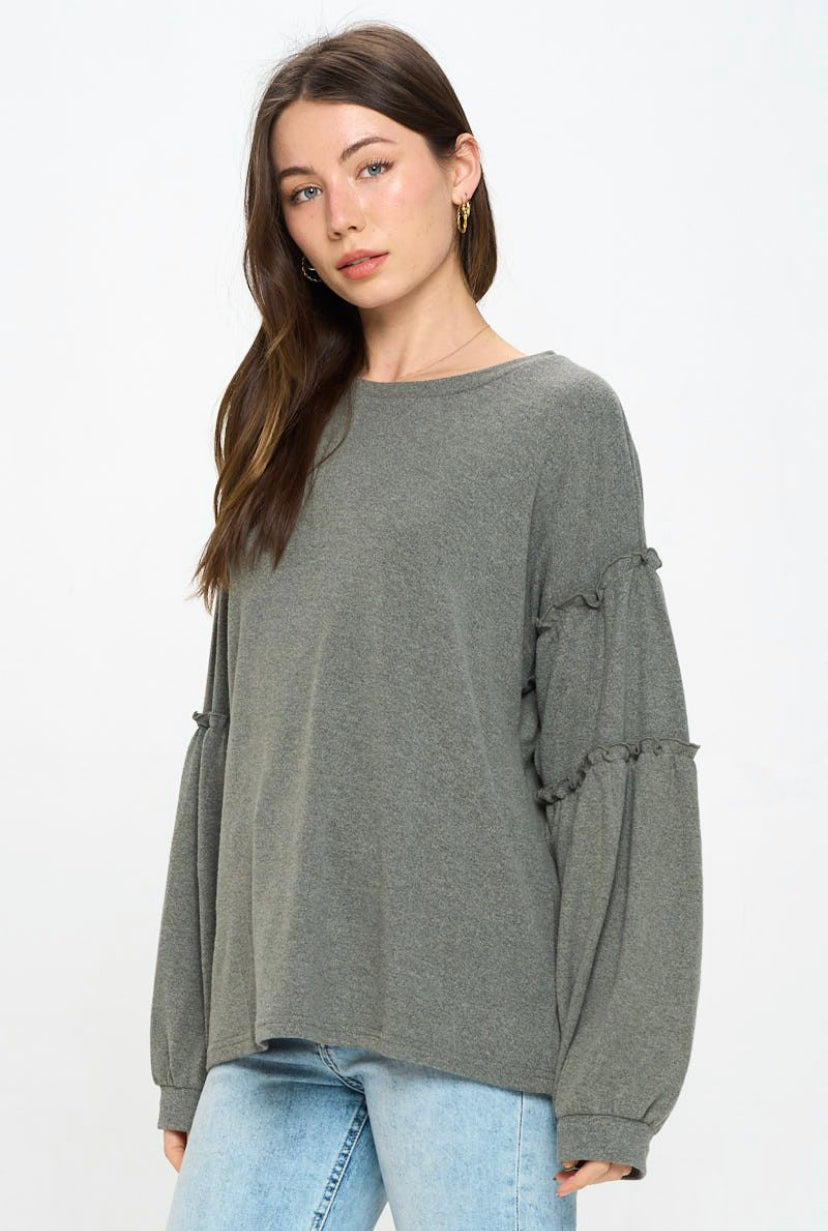 RUFFLE DETAIL PULLOVER