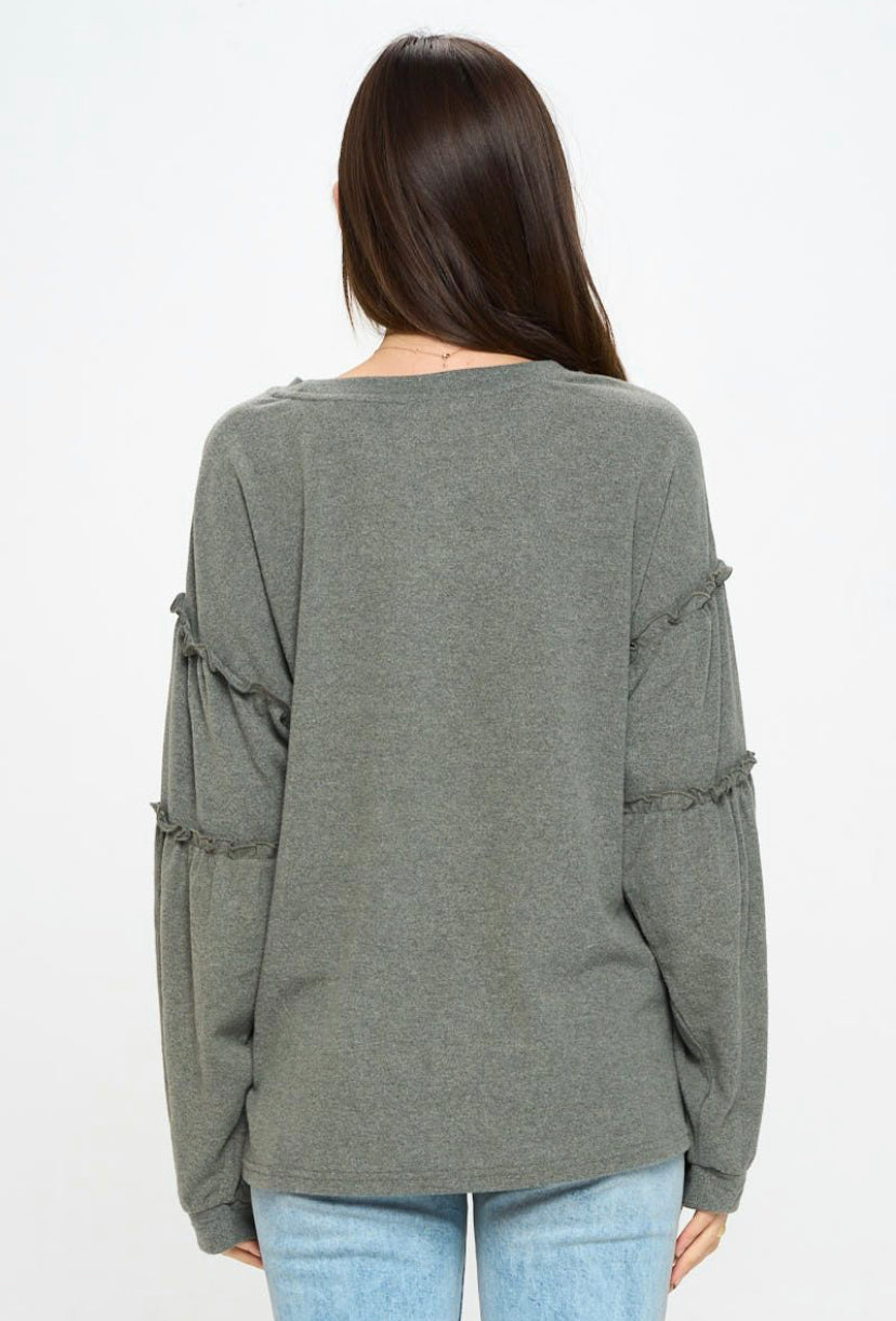 RUFFLE DETAIL PULLOVER