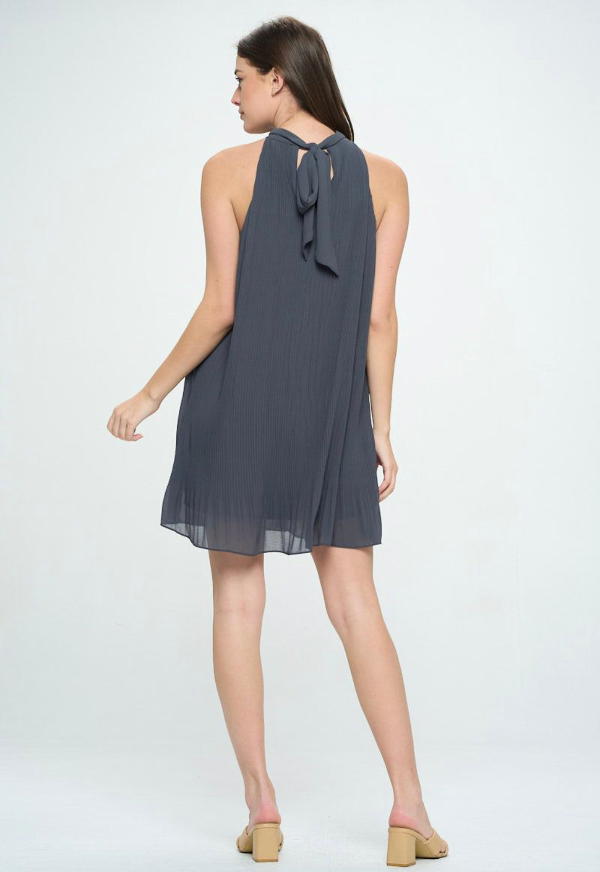 High neck hotsell sleeveless swing dress