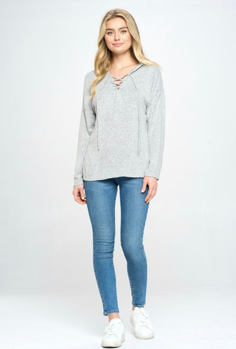 SUPER SOFT LACE UP HOODIE