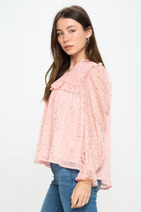 STAR PRINT RUFFLE BLOUSE