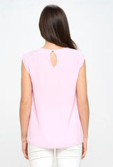 PLEATED SHOULDER SLEEVELESS TOP