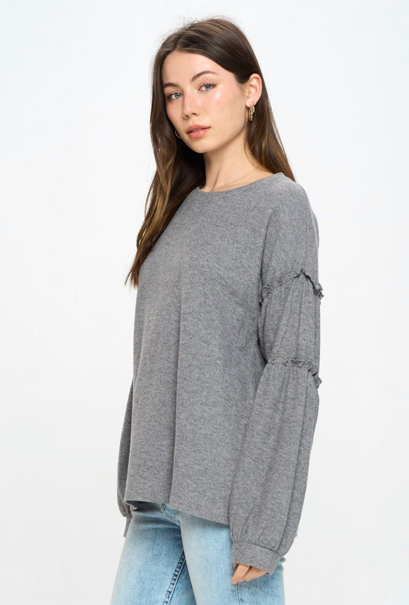 RUFFLE DETAIL PULLOVER