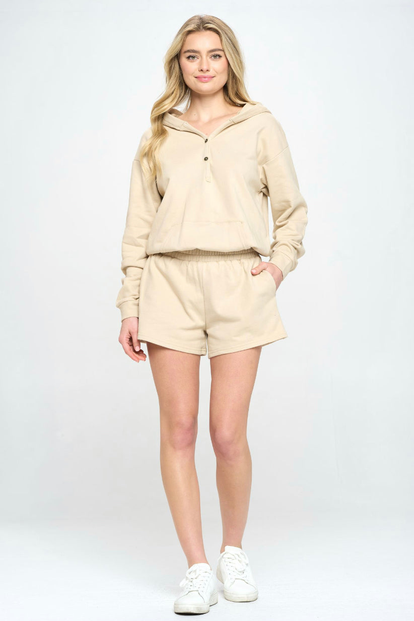 HOODED TERRYCLOTH ROMPER