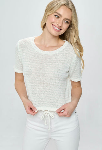 TIE FRONT STRIPE KNIT TOP